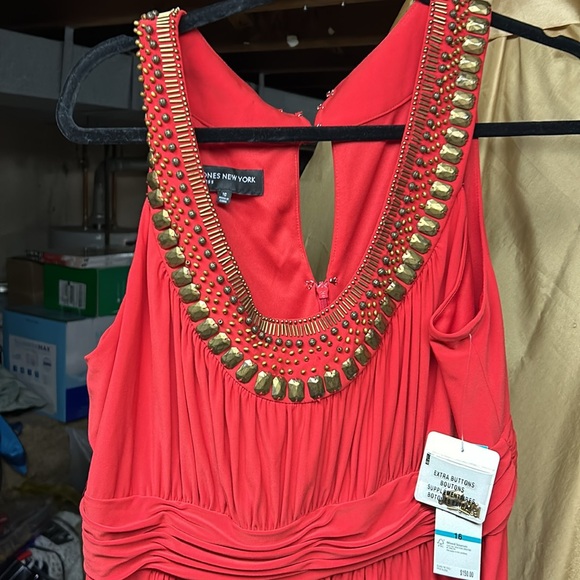 NWT JONES OF NEW YORK RED MIDI DRESS 16 - Picture 2 of 9